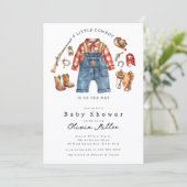 Little Cowboy Baby Shower Invitation Kaart (Staand voorkant)