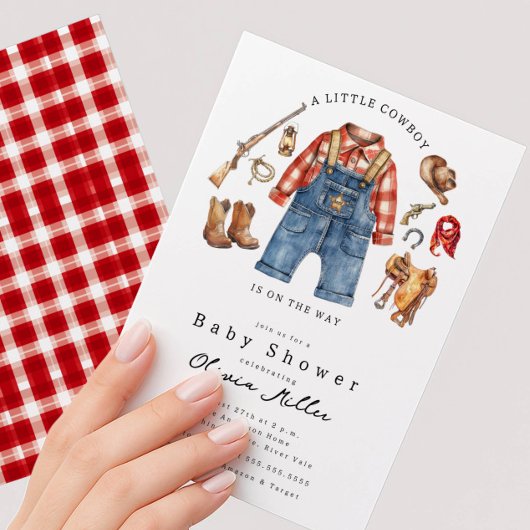 Little Cowboy Baby Shower Invitation Kaart