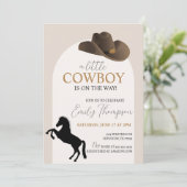 Little Cowboy Baby shower Invitation Kaart (Staand voorkant)