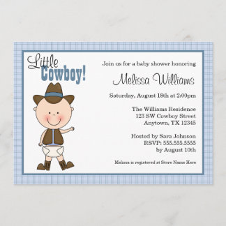 Little Cowboy Baby Shower Invitations Kaart