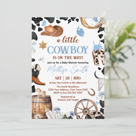 Little Cowboy Baby Shower Kaart (Staand voorkant)