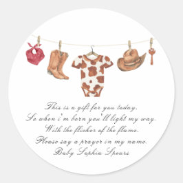 Little cowboy baby shower - Prayer candle label