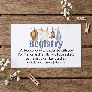 Little Cowboy Baby Shower Registratiekaart Advieskaart