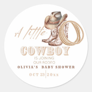 Little Cowboy Baby shower Ronde Sticker