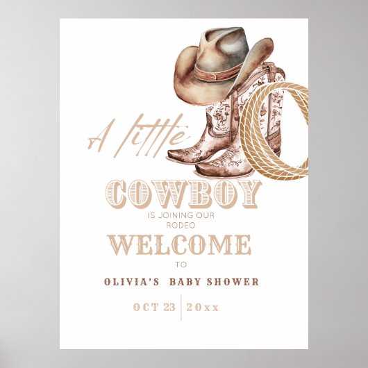 Little Cowboy Baby shower Welkom teken Poster (Voorkant)