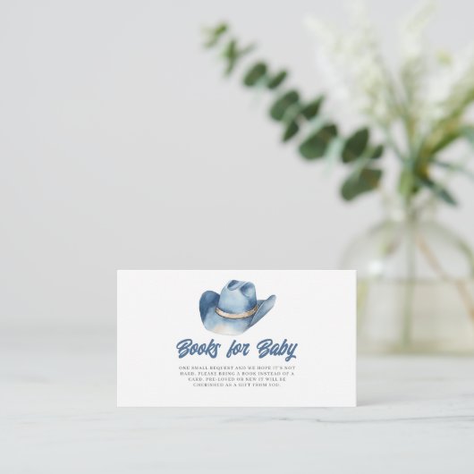 Little Cowboy Blue Boeken voor Baby shower Informatiekaartje (Staand voorkant)