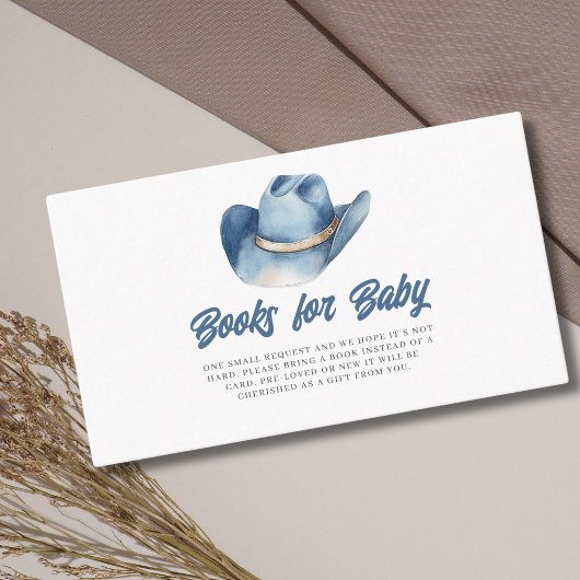 Little Cowboy Blue Boeken voor Baby shower Informatiekaartje