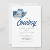 Little Cowboy Blue Western Boy Baby shower Kaart (Voorkant)