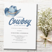 Little Cowboy Blue Western Boy Baby shower Kaart