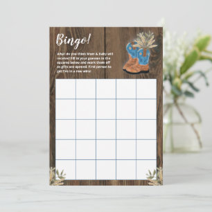 Little Cowboy Bootie Baby shower Bingo Game