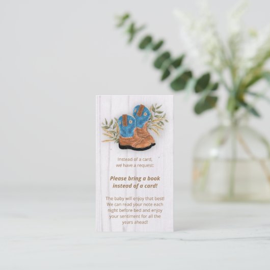 Little Cowboy Bootie Baby shower Boek Aanvraag ENC Informatiekaartje (Staand voorkant)