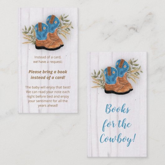Little Cowboy Bootie Baby shower Boek Aanvraag ENC Informatiekaartje (Voorkant / Achterkant)