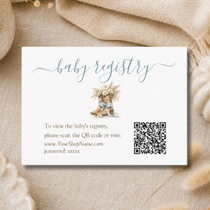 Little Cowboy Boy Shower Baby Registratie QR Code Informatiekaartje