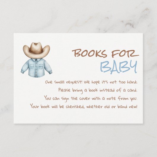 Little Cowboy Brown Clothesline Baby Boek aanvrage Informatiekaartje (Voorkant)
