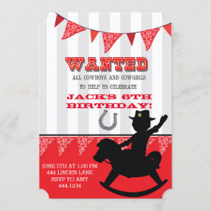 Little Cowboy Buckaroo Birthday Uitnodiging