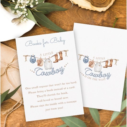 Little Cowboy Canyon Baby Shower Book Request Informatiekaartje