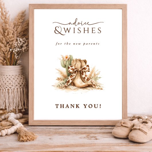Little Cowboy Chic Baby Shower Advies Wensen Bord Poster