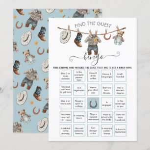 Little Cowboy Clothesline Vind de Gast BINGO Kaart