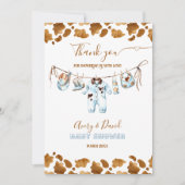 Little Cowboy Clothesline WildWest Boy Baby shower Bedankkaart (Voorkant)