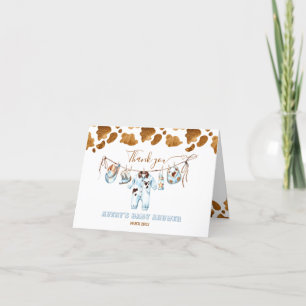 Little Cowboy Clothesline WildWest Boy Baby shower Bedankkaart