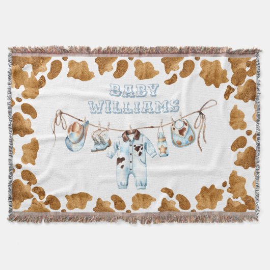 Little Cowboy Clothesline WildWest Boy Baby shower Deken (Voorkant)