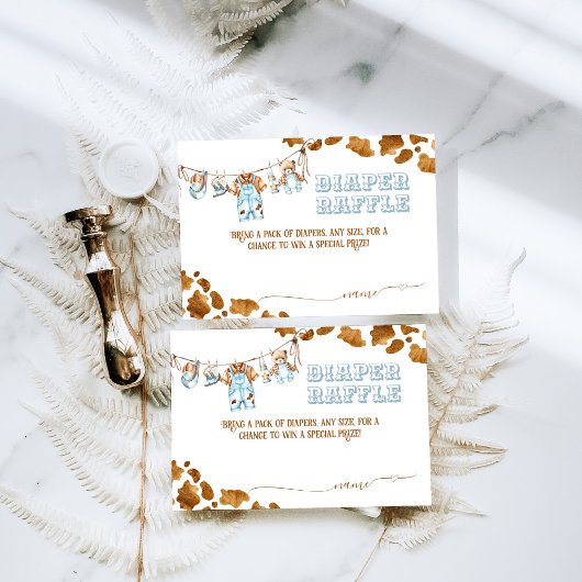 Little Cowboy Clothesline WildWest Boy Baby shower Informatiekaartje