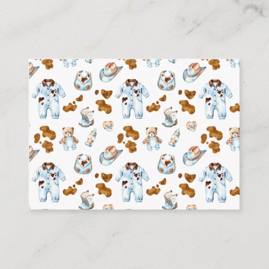 Little Cowboy Clothesline WildWest Boy Baby shower Informatiekaartje (Achterkant)