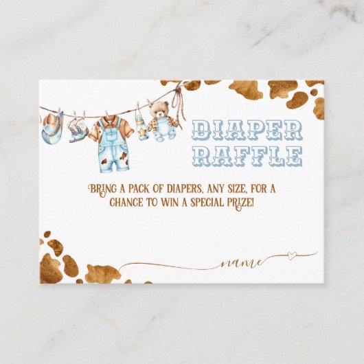 Little Cowboy Clothesline WildWest Boy Baby shower Informatiekaartje (Voorkant)