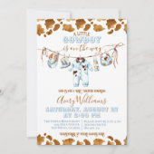 Little Cowboy Clothesline WildWest Boy Baby shower Kaart (Voorkant)