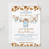 Little Cowboy Clothesline WildWest Boy Baby shower Kaart (Voorkant)