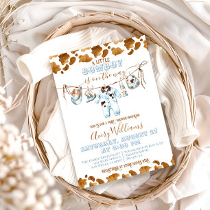 Little Cowboy Clothesline WildWest Boy Baby shower Kaart