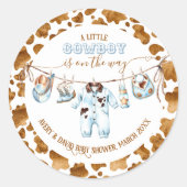 Little Cowboy Clothesline WildWest Boy Baby shower Ronde Sticker (Voorkant)
