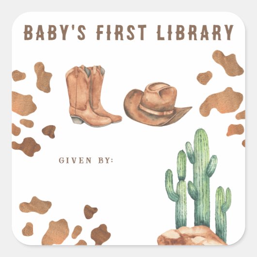 Little Cowboy - Eerste bibliotheek Vierkante Sticker (Voorkant)