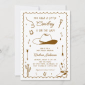 Little Cowboy Hand Drawn West Western Baby Shower Kaart (Voorkant)