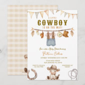 Little Cowboy is op de weg Clothline Baby shower Kaart (Voorkant / Achterkant)