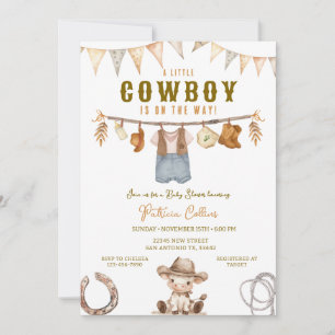 Little Cowboy is op de weg Clothline Baby shower Kaart