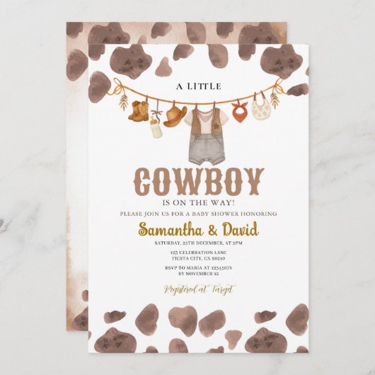 Little Cowboy is op de weg Koe Pattern Kaart (Voorkant / Achterkant)