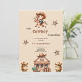 Little Cowboy komt naar Cowboy Babyshower Kaart (Staand voorkant)