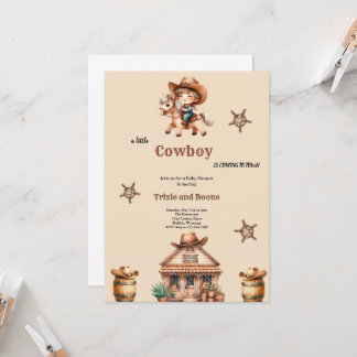 Little Cowboy komt naar Cowboy Babyshower Kaart