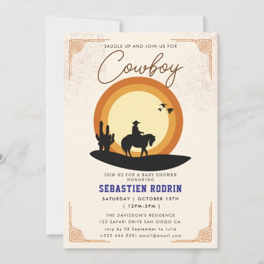 Little Cowboy Modern Baby shower Kaart (Voorkant)
