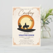 Little Cowboy Modern Baby shower Kaart (Staand voorkant)