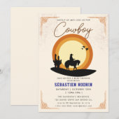 Little Cowboy Modern Baby shower Kaart (Voorkant / Achterkant)