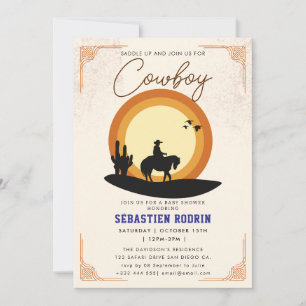 Little Cowboy Modern Baby shower Kaart