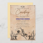 Little Cowboy Modern Baby shower Kaart (Voorkant / Achterkant)