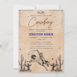 Little Cowboy Modern Baby shower Kaart