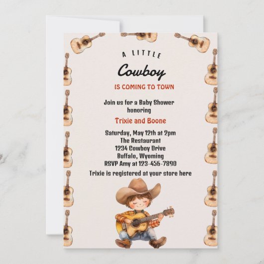 Little Cowboy Modern Western Baby shower Kaart (Voorkant)