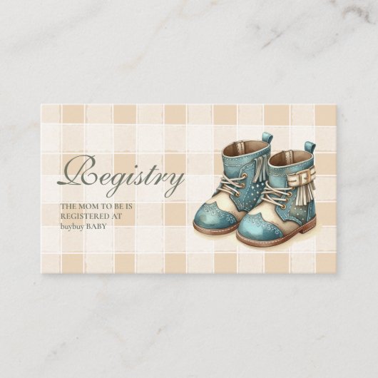 Little Cowboy Modern Western Rodeo Baby Registry Informatiekaartje (Voorkant)