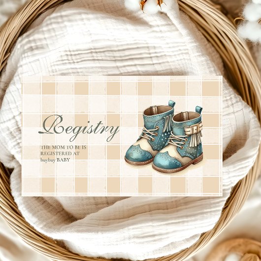 Little Cowboy Modern Western Rodeo Baby Registry Informatiekaartje