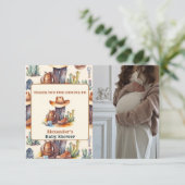 Little Cowboy Modern Western Rodeo Baby shower Bedankkaart (Staand voorkant)