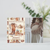 Little Cowboy Modern Western Rodeo Baby shower Bedankkaart (Staand voorkant)
